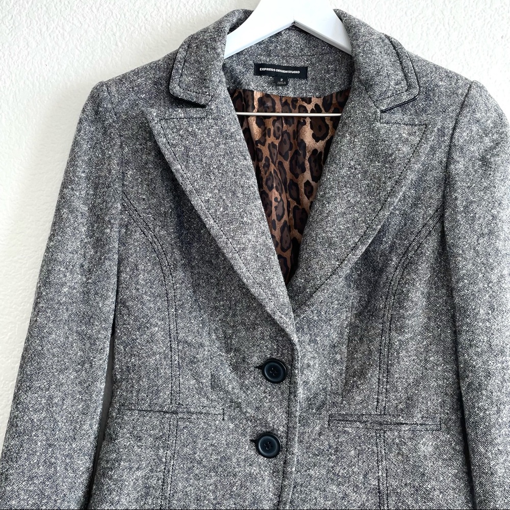 Express Design Studio Gray Wool Two Button Blazer… - image 4